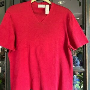 Liz Claiborne Red V-Neck Knit Top